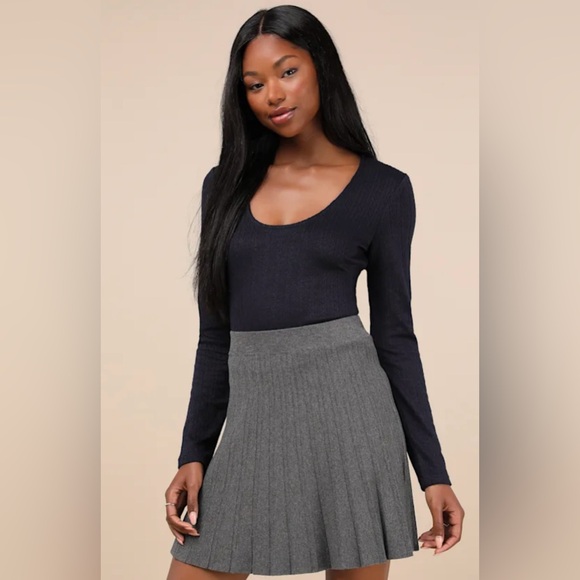 Lulus Tops - Lulus Navy Pointelle Scoop Neck Long Sleeve Top. Size Medium.